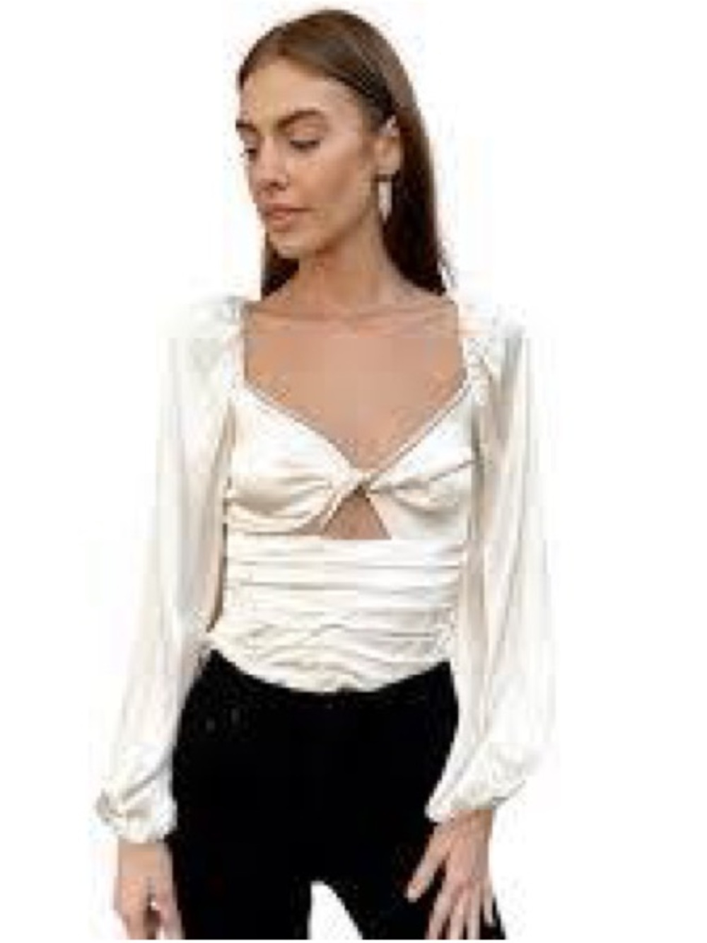 NWT ASTR the Label Rhinestone Yamuna Top in Champagne|Sz L|Coquette, Cutout